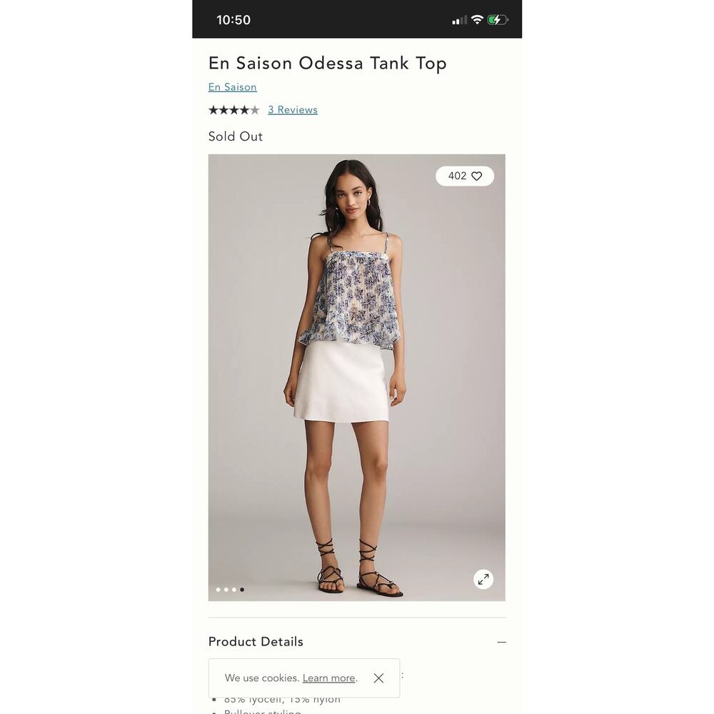 En Saison Odessa blue floral Tank Top